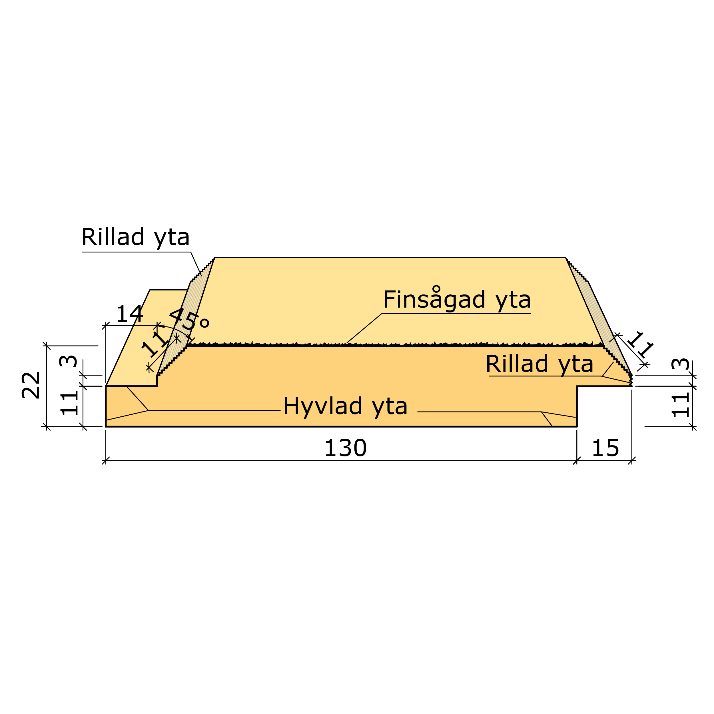 Bild saknas för Falsad dubbelfas G-mål 60 µm Gran G4-2 22x145 (Valbo Trä)